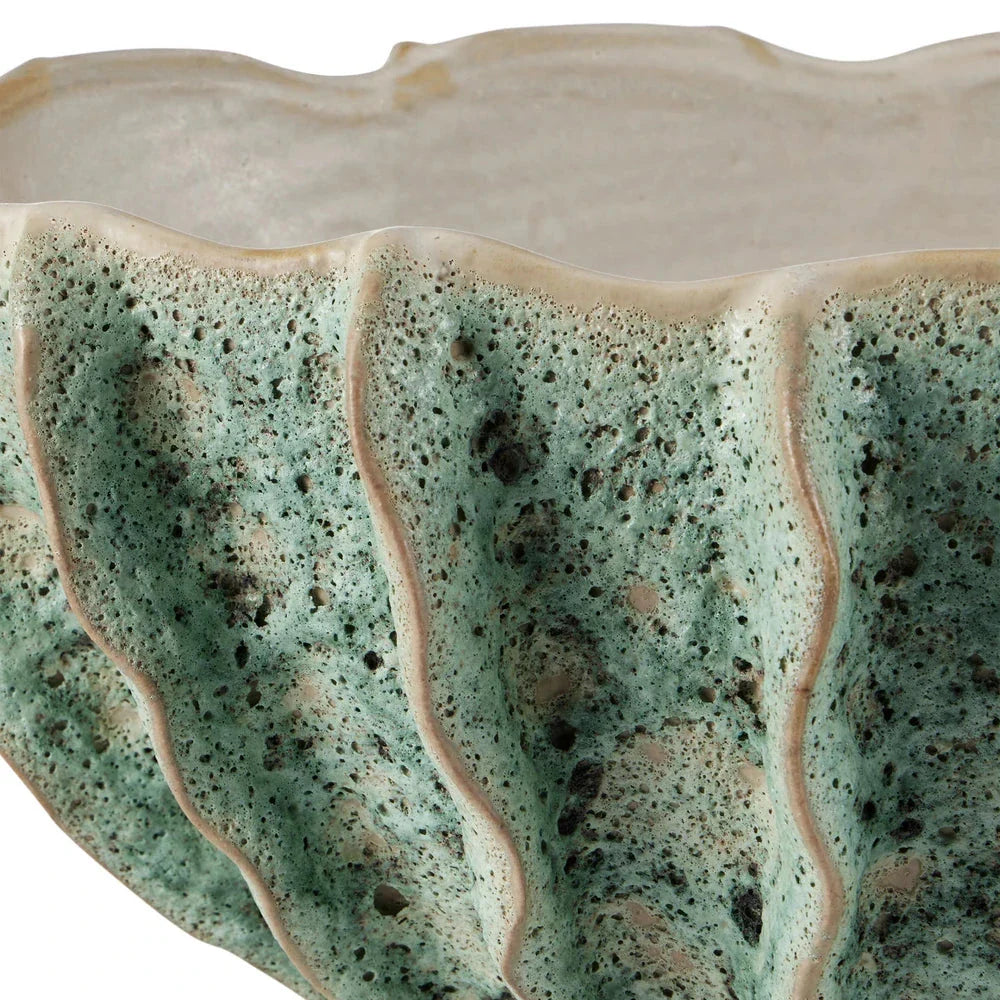 Ceramic Sunken Boat Oval Green Bowl