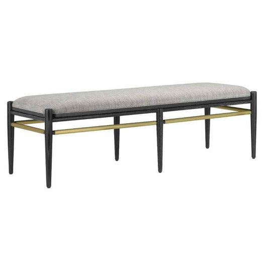 Ceruse Black Brushed Brass Visby Smoke Black Bench Bedroom Benches Sideboards and Things By Currey & Co