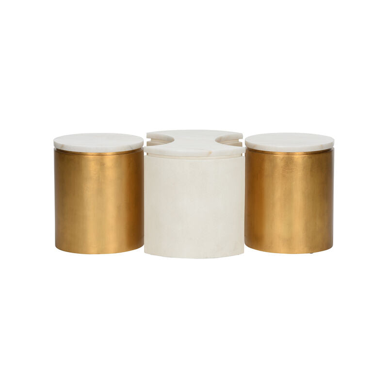 Chelsea House Chain Marble Top Barrel Shaped Table Set