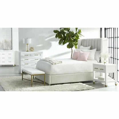 Chandler Wingback Cream Velvet Platform Bed - LOOMLAN - Essentials For Living - Beds