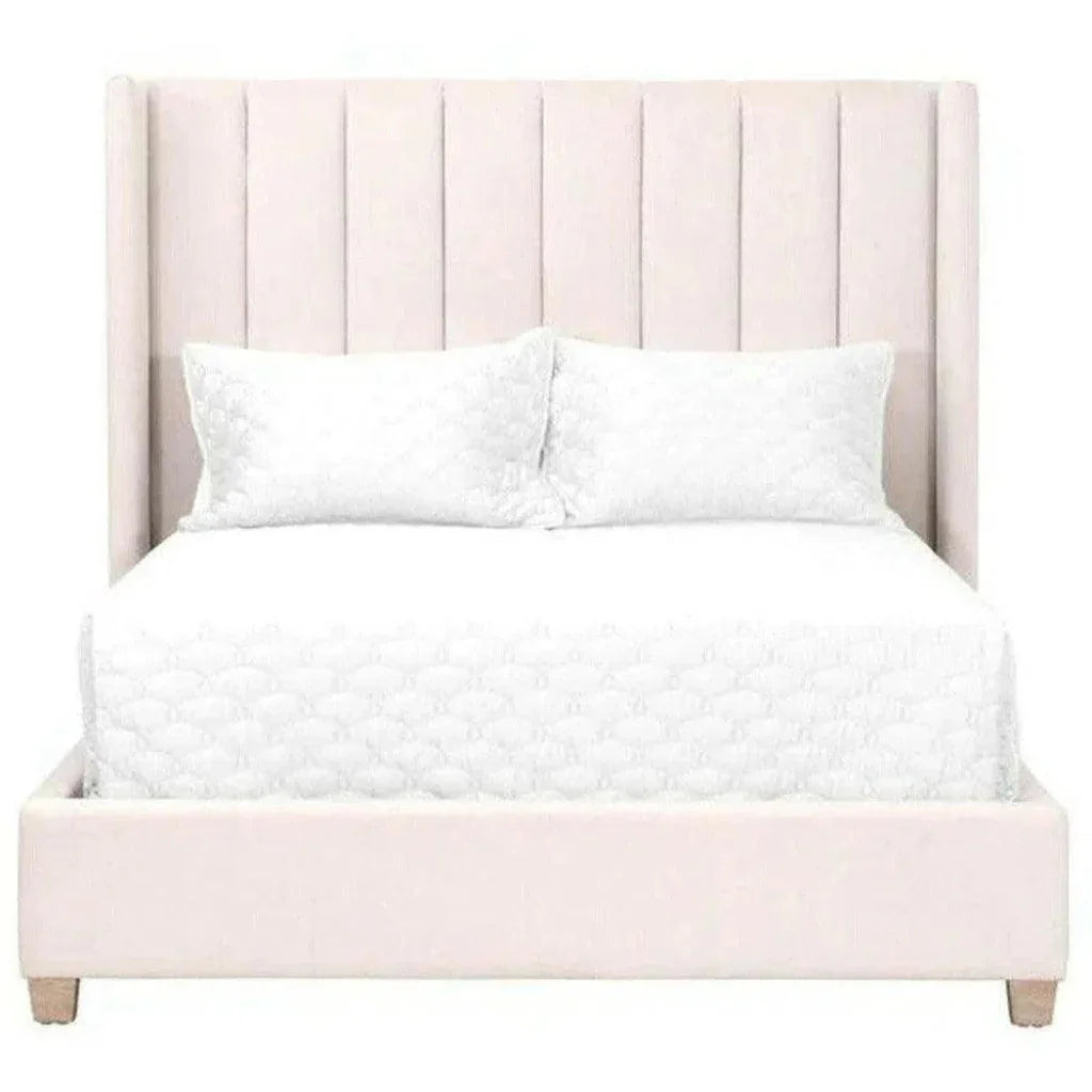 Chandler Wingback Cream Velvet Platform Bed - LOOMLAN - Essentials For Living - Beds