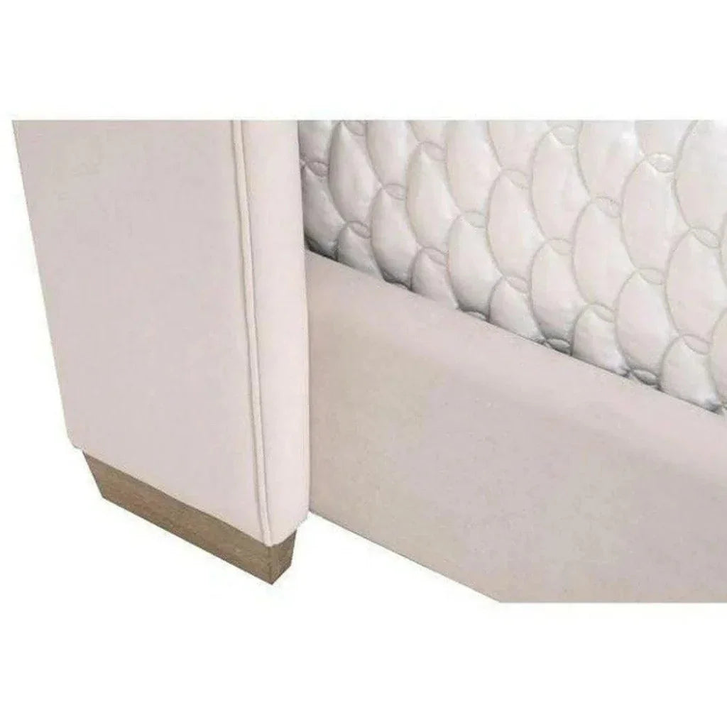 Chandler Wingback Cream Velvet Platform Bed - LOOMLAN - Essentials For Living - Beds