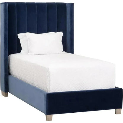 Chandler Blue Velvet Bed Frame - LOOMLAN - Essentials For Living - Beds
