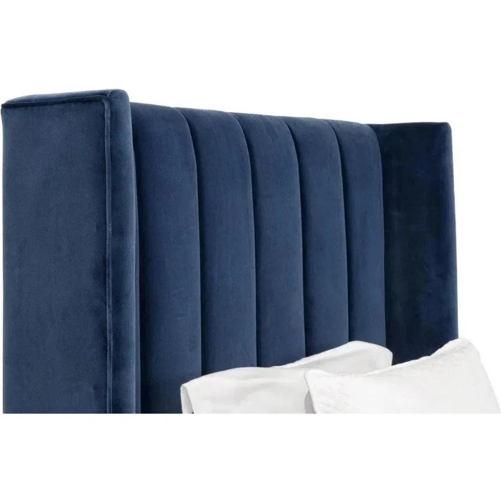 Chandler Blue Velvet Bed Frame - LOOMLAN - Essentials For Living - Beds