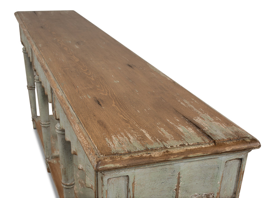 Chantal Console Table With Drawers and Storage Shelf In Natural Rustic-Console Tables-Sarreid-LOOMLAN