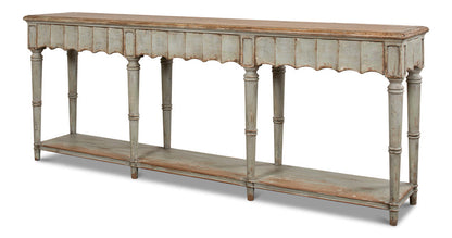 Chantal Console Table With Drawers and Storage Shelf In Natural Rustic-Console Tables-Sarreid-LOOMLAN