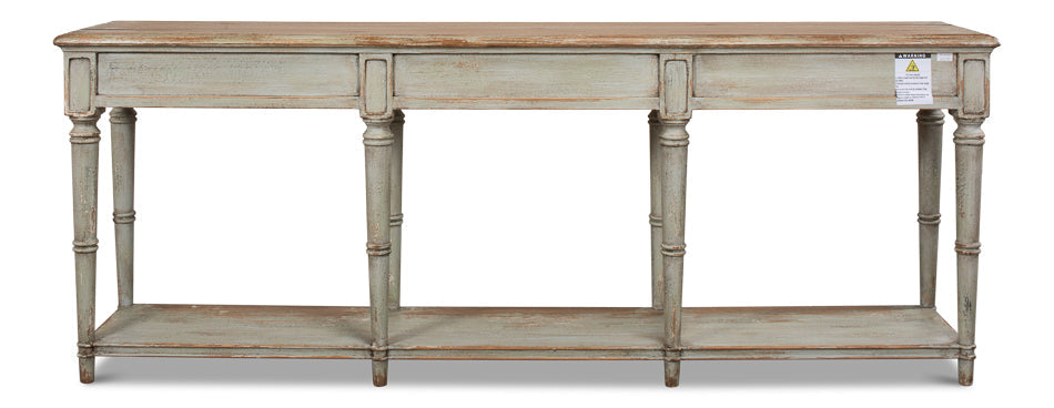 Chantal Console Table With Drawers and Storage Shelf In Natural Rustic-Console Tables-Sarreid-LOOMLAN