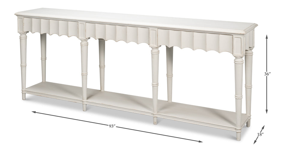 Chantal Console Table With Drawers and Storage in Antique White-Console Tables-Sarreid-LOOMLAN