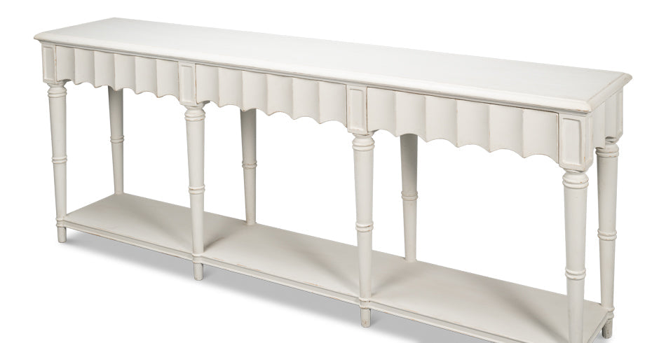 Chantal Console Table With Drawers and Storage in Antique White-Console Tables-Sarreid-LOOMLAN