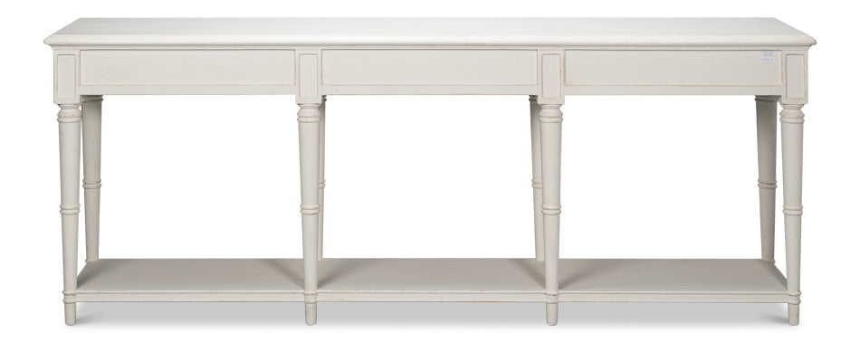 Chantal Console Table With Drawers and Storage in Antique White-Console Tables-Sarreid-LOOMLAN