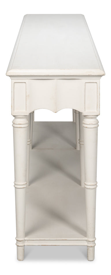 Chantal Console Table With Drawers and Storage in Antique White-Console Tables-Sarreid-LOOMLAN