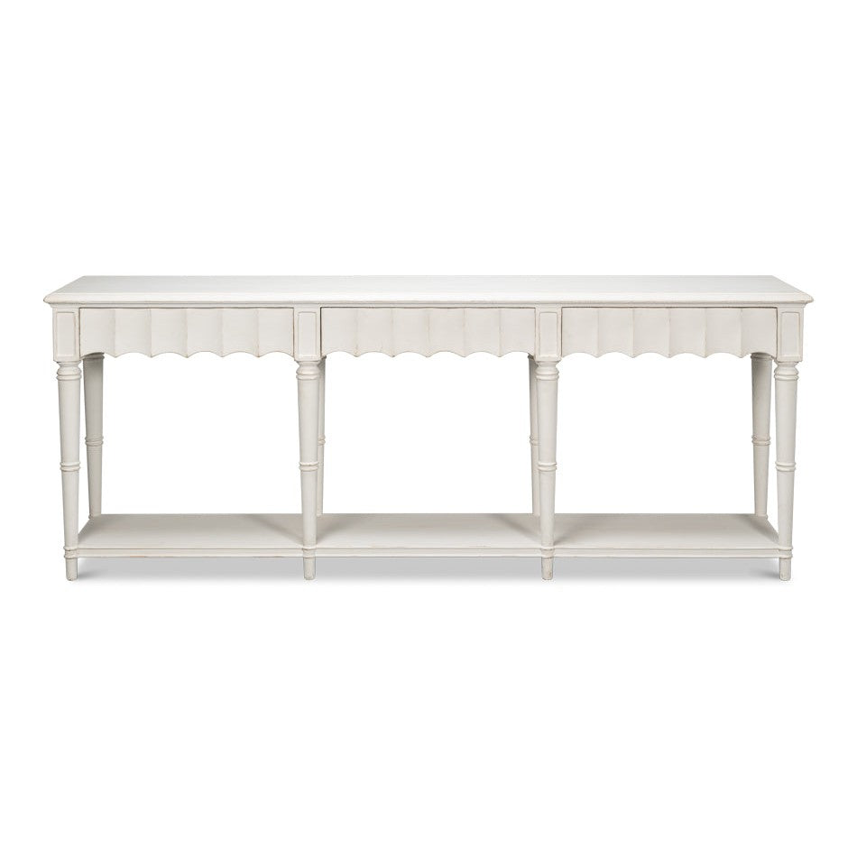 Chantal Console Table With Drawers and Storage in Antique White-Console Tables-Sarreid-LOOMLAN