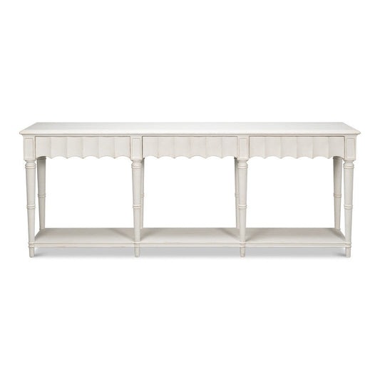 Chantal Console Table With Drawers and Storage in Antique White-Console Tables-Sarreid-LOOMLAN