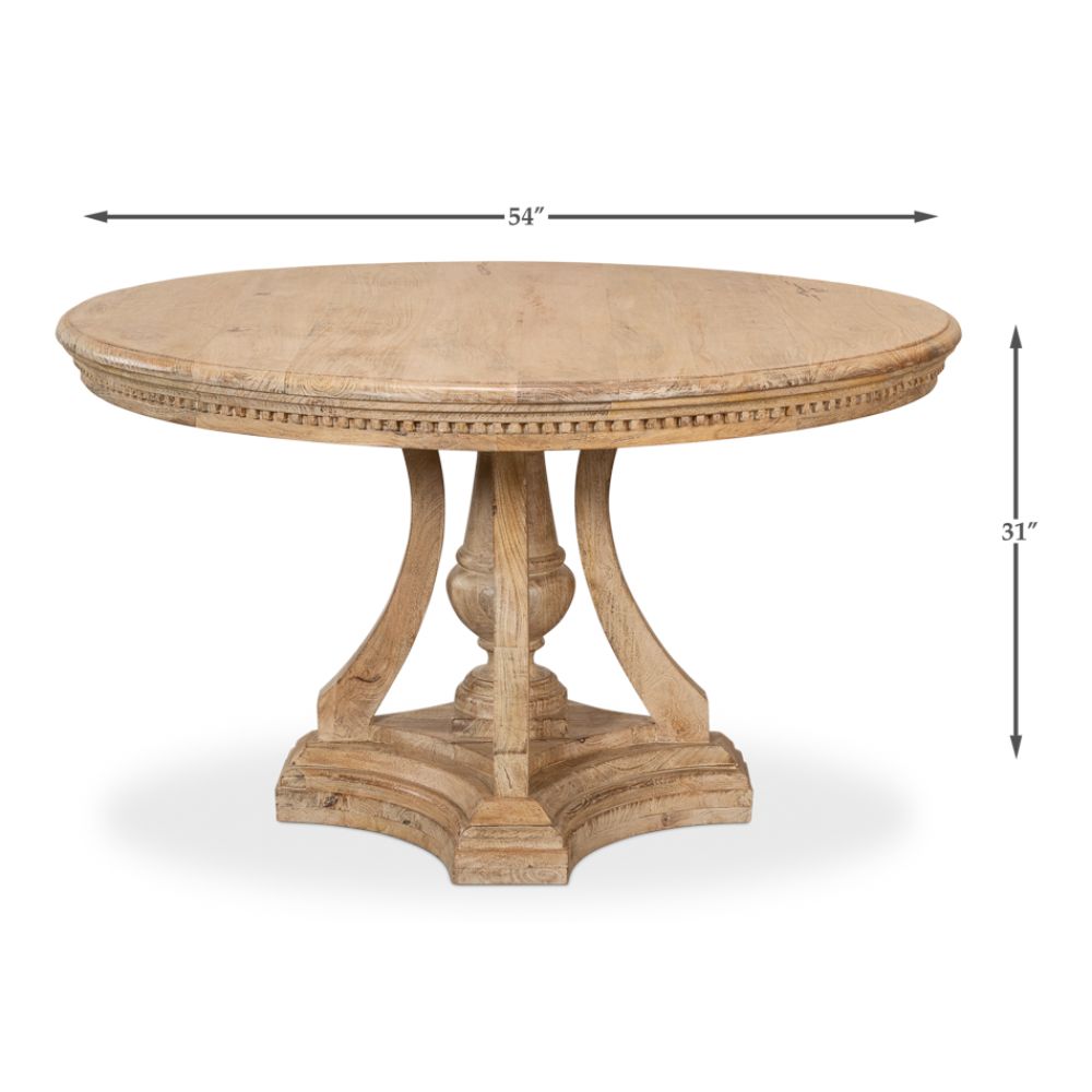 Chantal Pedestal Dining Table-Dining Tables-Sarreid-LOOMLAN