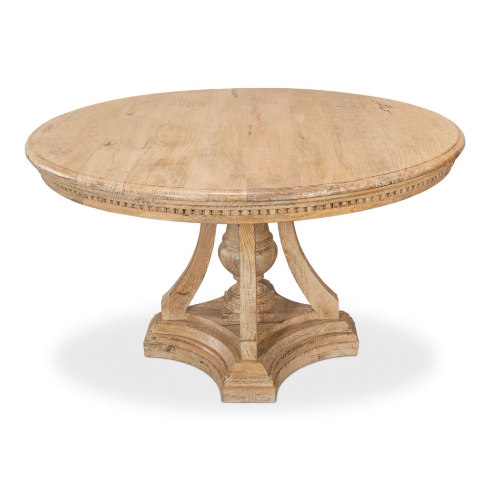 Chantal Pedestal Dining Table-Dining Tables-Sarreid-LOOMLAN