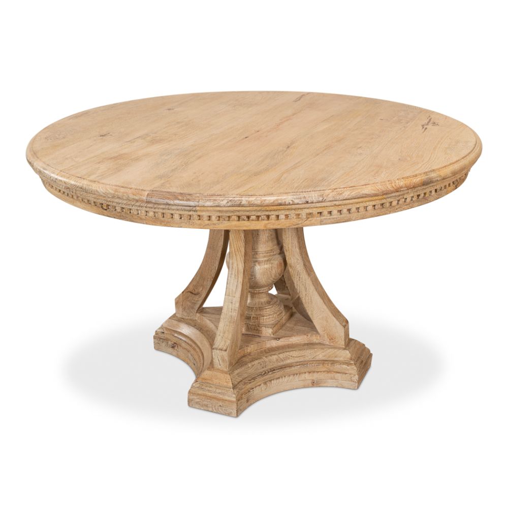 Chantal Pedestal Dining Table-Dining Tables-Sarreid-LOOMLAN