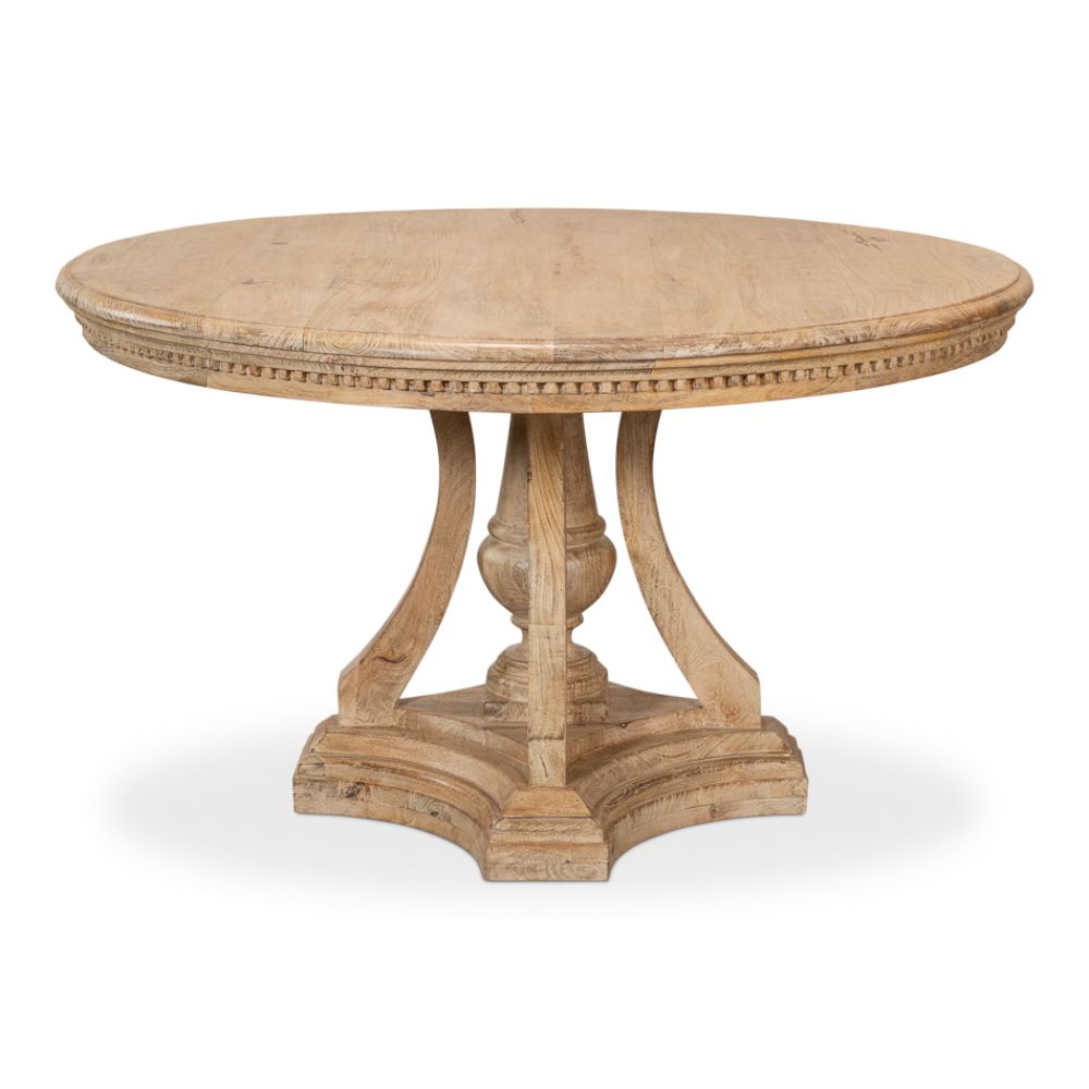 Chantal Pedestal Dining Table-Dining Tables-Sarreid-LOOMLAN