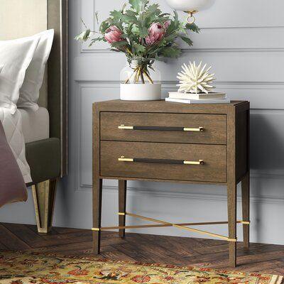 Chanterelle Coffee Champagne Verona Brown 2 Drawer Nightstand Accent Cabinets Sideboards and Things By Currey & Co