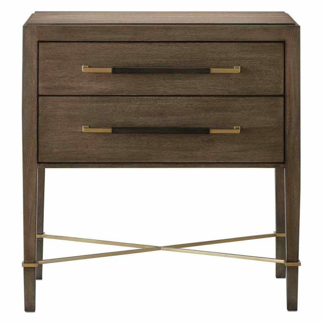 Chanterelle Coffee Champagne Verona Brown 2 Drawer Nightstand Accent Cabinets Sideboards and Things By Currey & Co