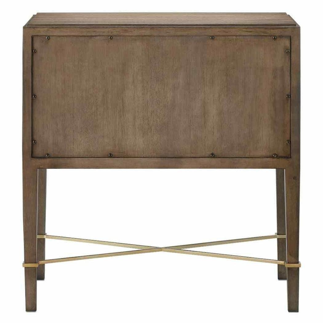 Chanterelle Coffee Champagne Verona Brown 2 Drawer Nightstand Accent Cabinets Sideboards and Things By Currey & Co