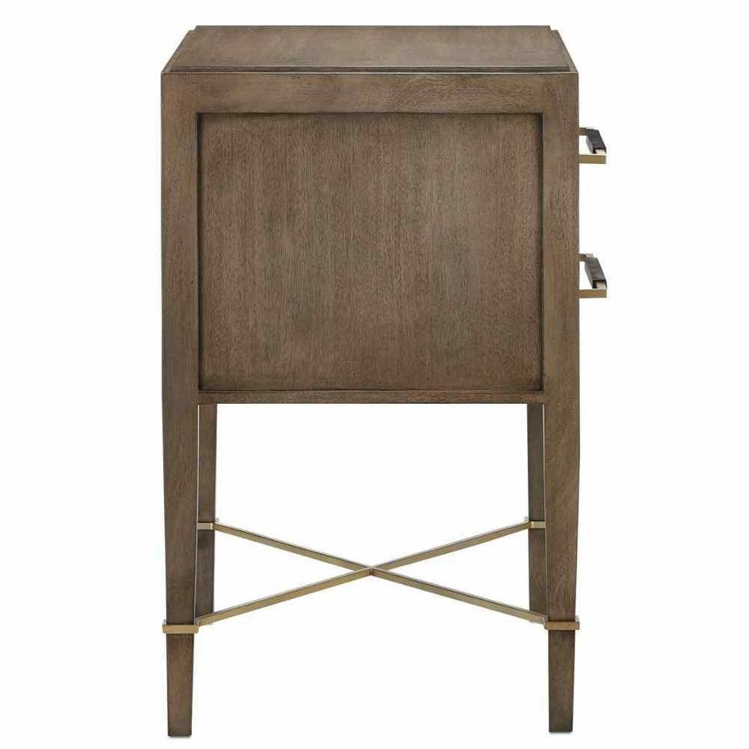 Chanterelle Coffee Champagne Verona Brown 2 Drawer Nightstand Accent Cabinets Sideboards and Things By Currey & Co