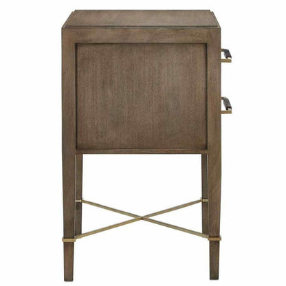 Chanterelle Coffee Champagne Verona Brown 2 Drawer Nightstand Accent Cabinets Sideboards and Things By Currey & Co