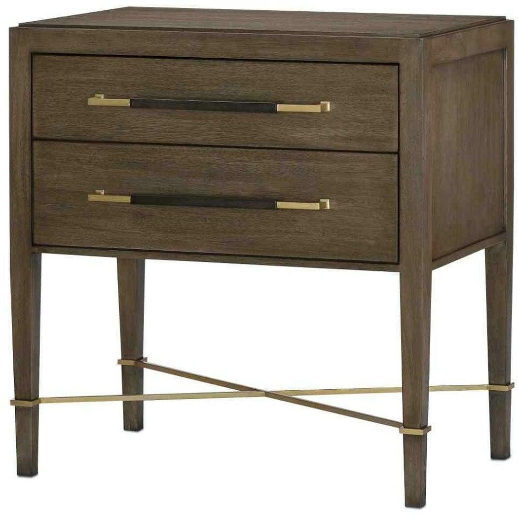 Chanterelle Coffee Champagne Verona Brown 2 Drawer Nightstand Accent Cabinets Sideboards and Things By Currey & Co