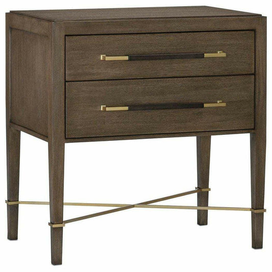 Chanterelle Coffee Champagne Verona Brown 2 Drawer Nightstand Accent Cabinets Sideboards and Things By Currey & Co