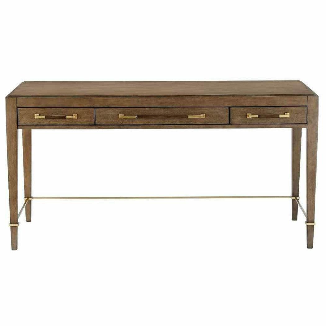 Chanterelle Coffee Champagne Verona Brown Desk Writing Table Home Office Desks Sideboards and Things By Currey & Co