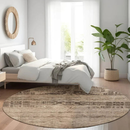 LOOMLAN Rugs Charix Brown Washable Indoor-Outdoor Rug