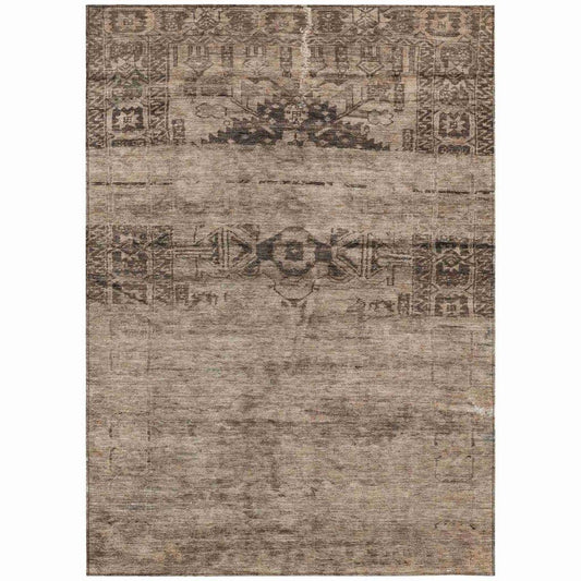 LOOMLAN Rugs Charix Brown Washable Indoor-Outdoor Rug