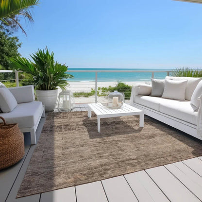 LOOMLAN Rugs Charix Brown Washable Indoor-Outdoor Rug