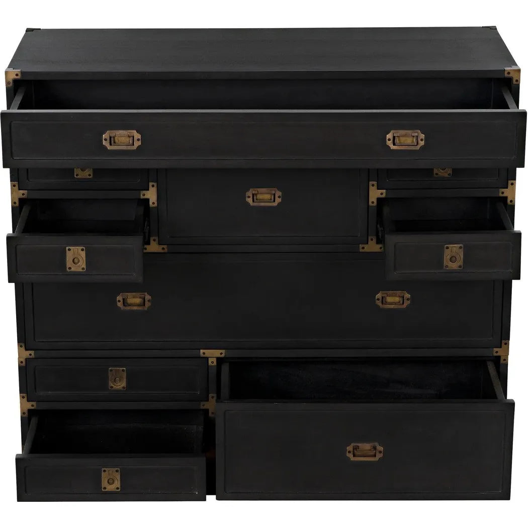 Noir Charles Wood and Brass Black Chest