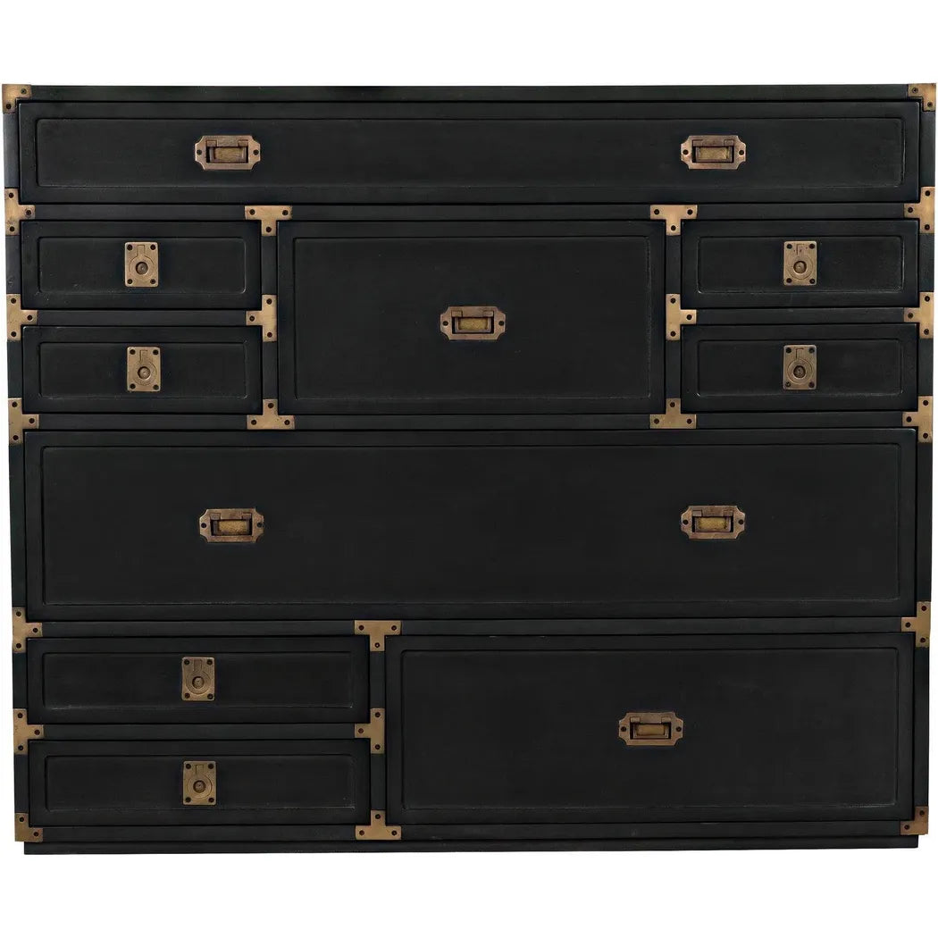 Noir Charles Wood and Brass Black Chest