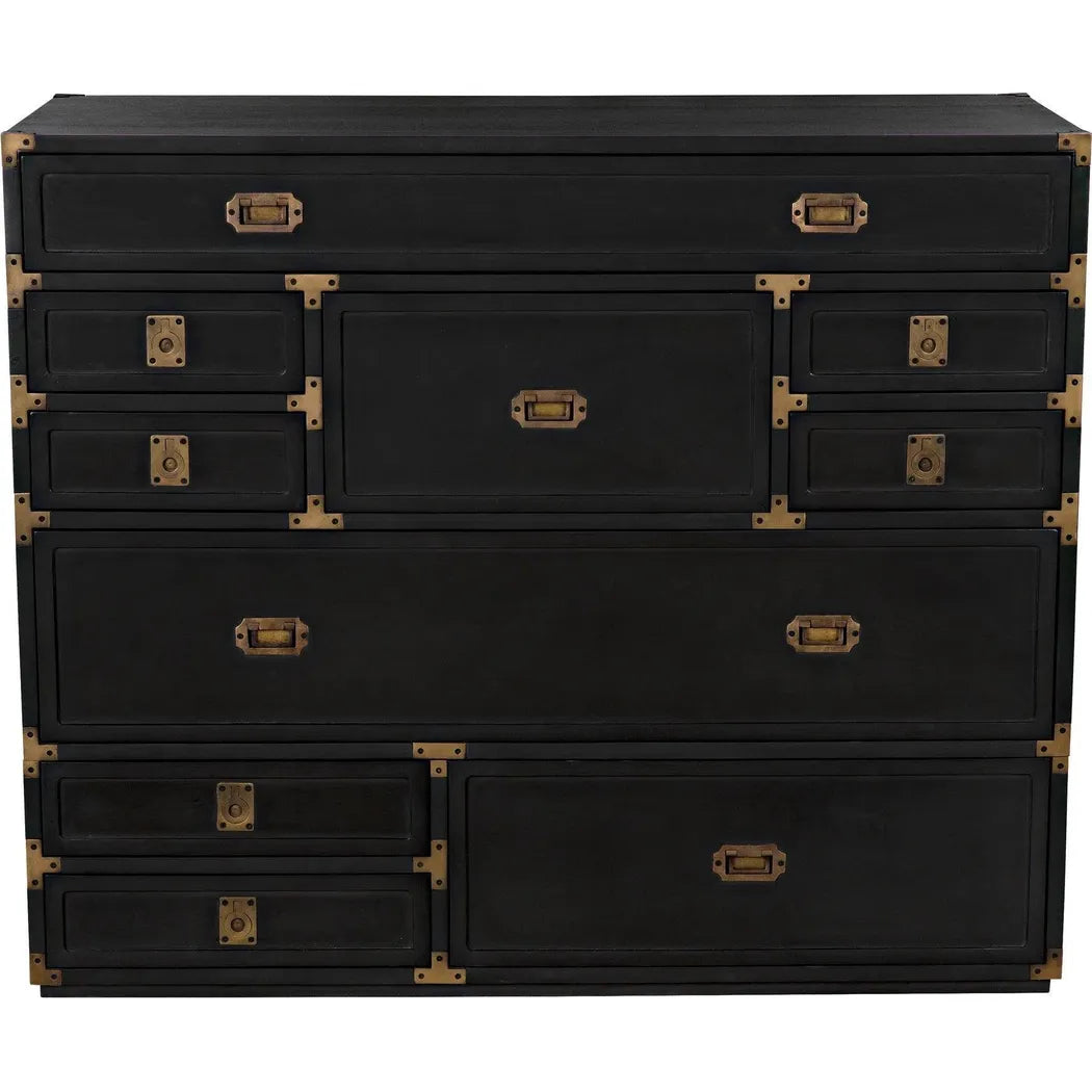 Noir Charles Wood and Brass Black Chest