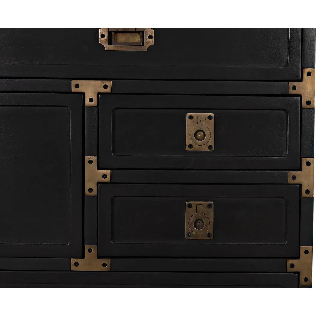 Noir Charles Wood and Brass Black Chest