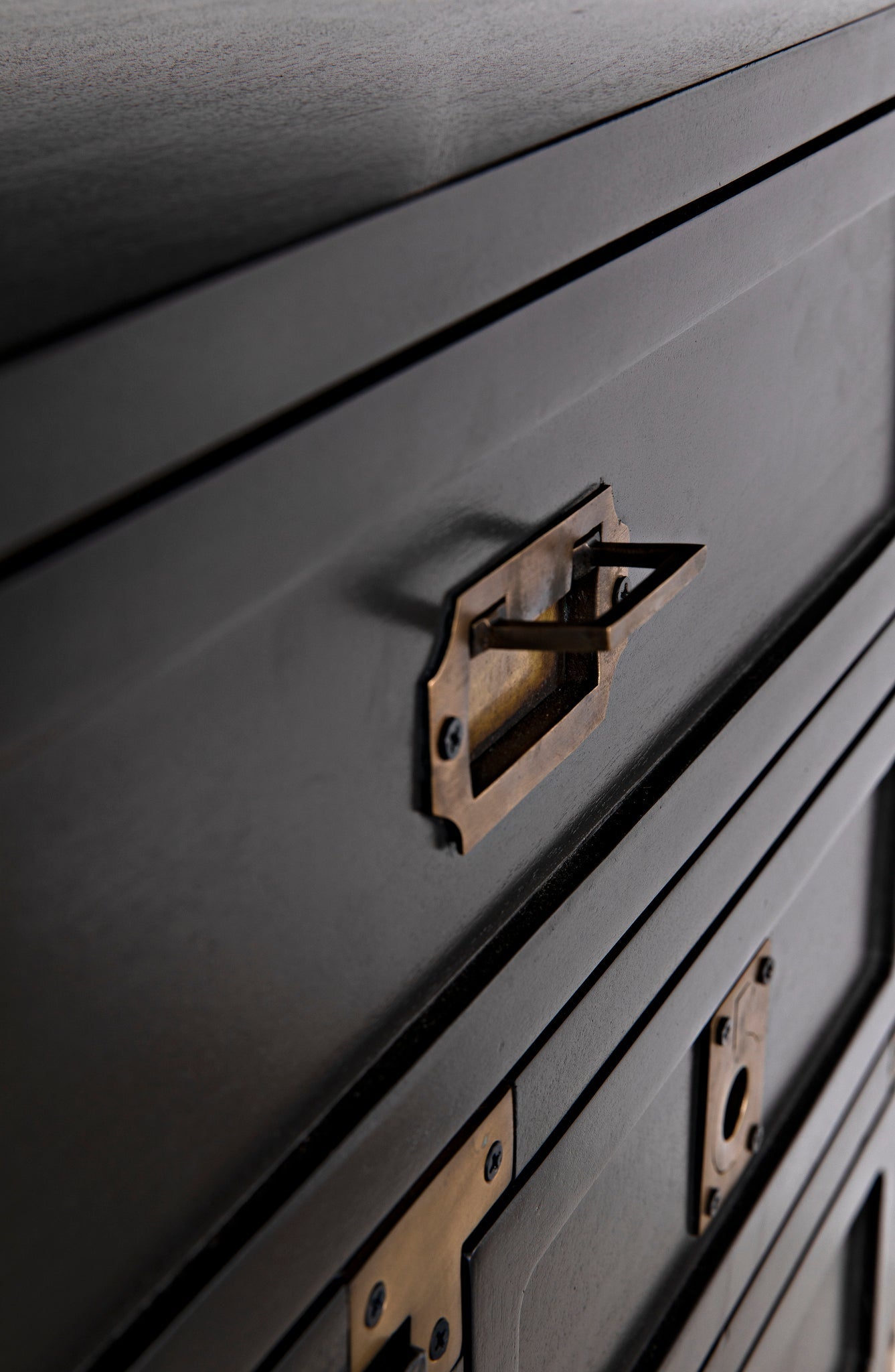 Charles Wood and Brass Black Chest-Chests-Noir-Sideboards and Things