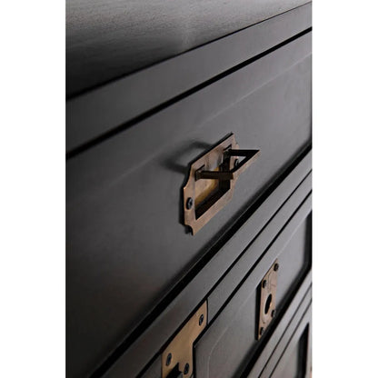 Noir Charles Wood and Brass Black Chest