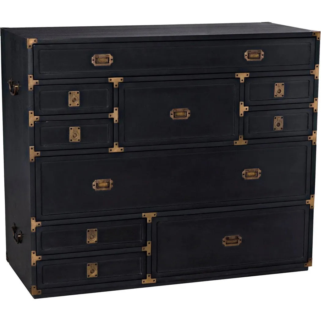 Noir Charles Wood and Brass Black Chest