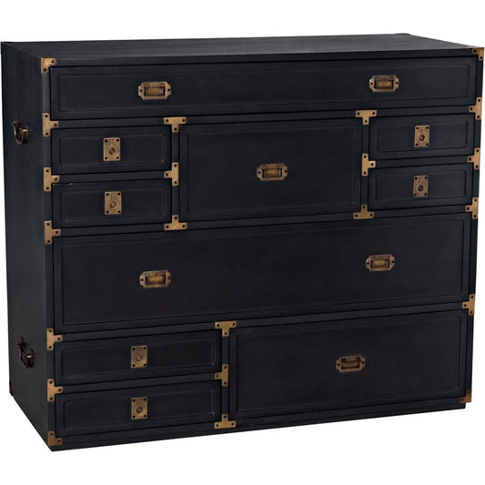 Noir Charles Wood and Brass Black Chest