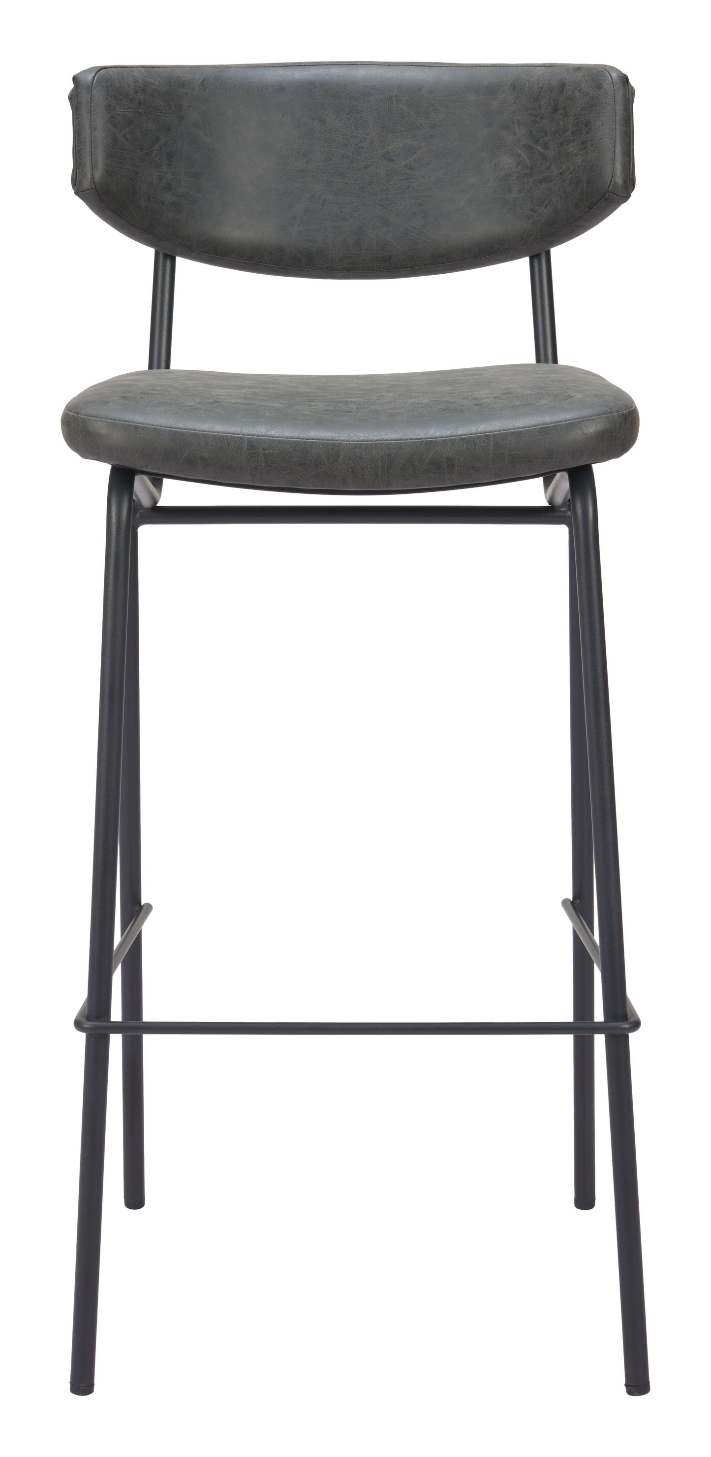 Charon Barstool (Set of 2) Vintage Black-Bar Stools-Zuo Modern-LOOMLAN