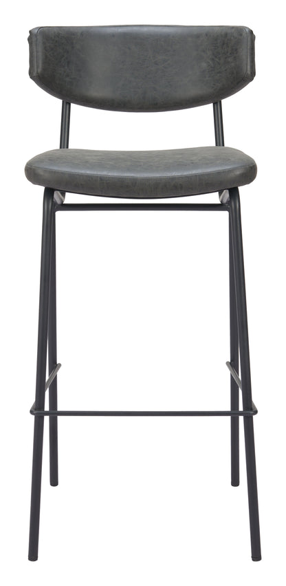 Charon Barstool (Set of 2) Vintage Black-Bar Stools-Zuo Modern-LOOMLAN