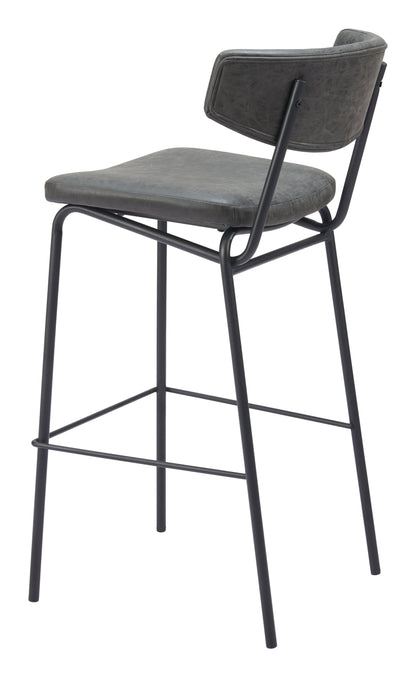 Charon Barstool (Set of 2) Vintage Black-Bar Stools-Zuo Modern-LOOMLAN