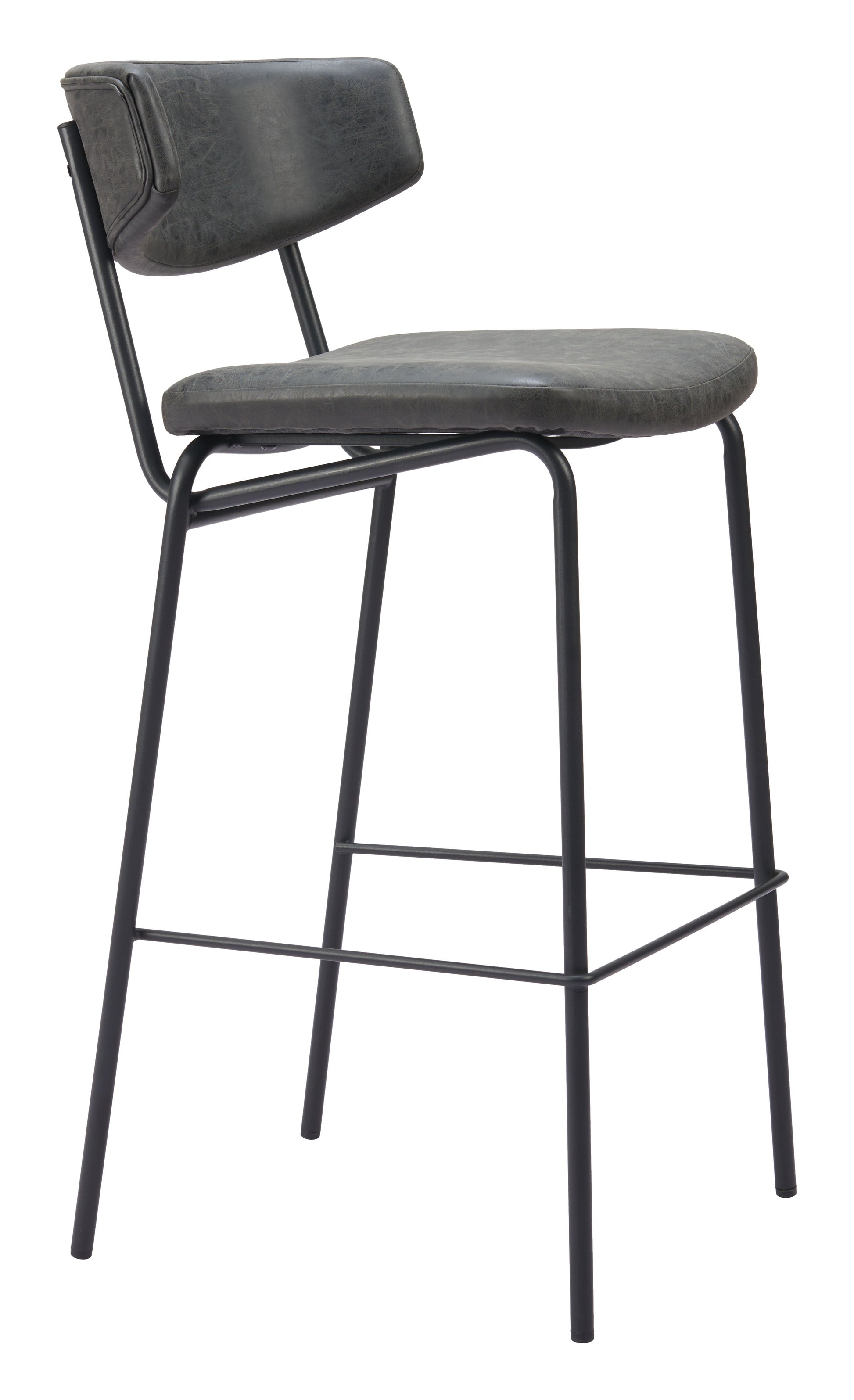 Charon Barstool (Set of 2) Vintage Black-Bar Stools-Zuo Modern-LOOMLAN