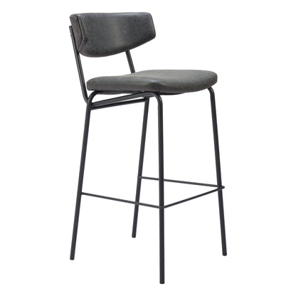 Charon Barstool (Set of 2) Vintage Black-Bar Stools-Zuo Modern-LOOMLAN