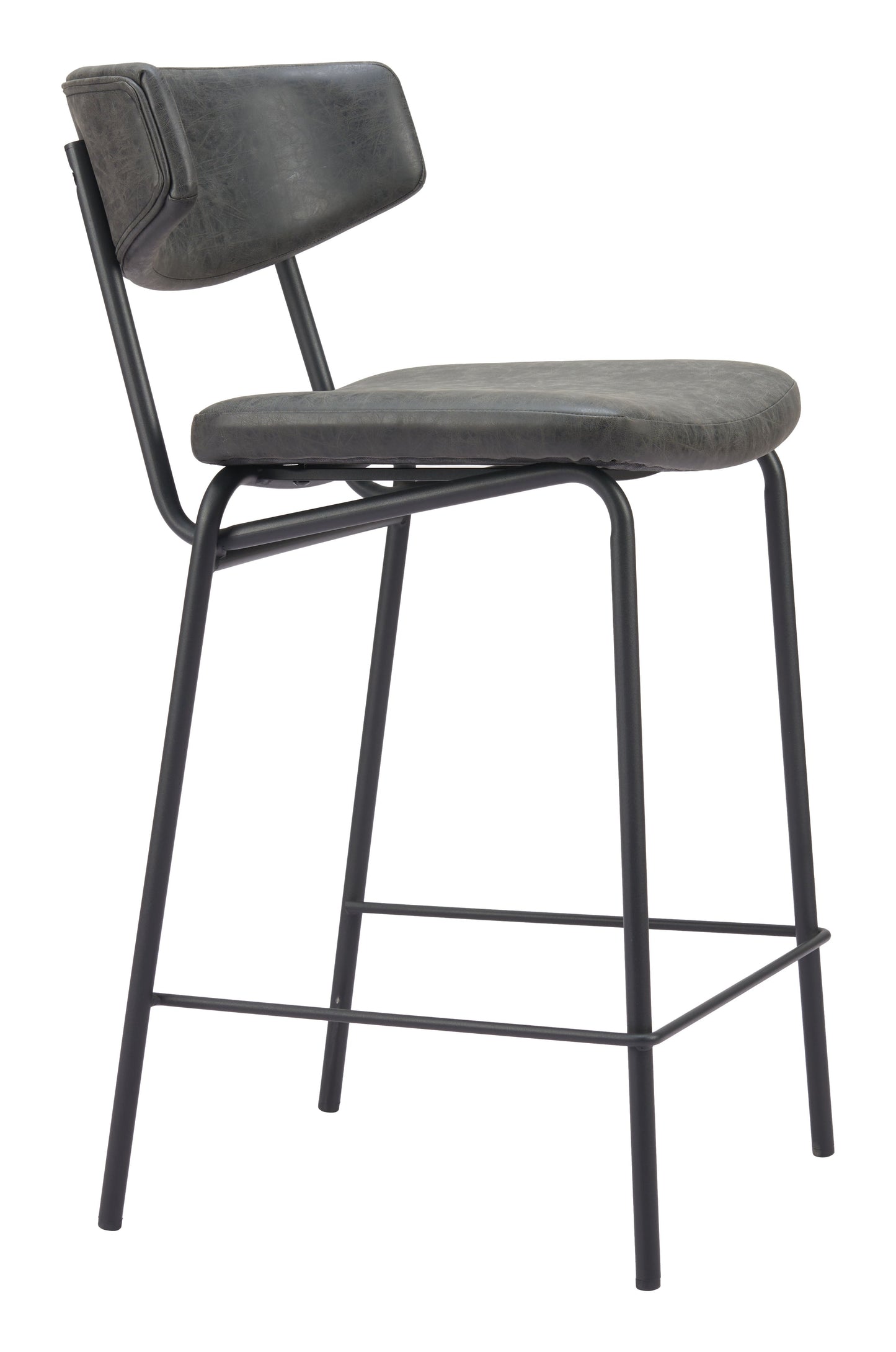 Charon Counter Stool (Set of 2) Vintage Black-Counter Stools-Zuo Modern-LOOMLAN