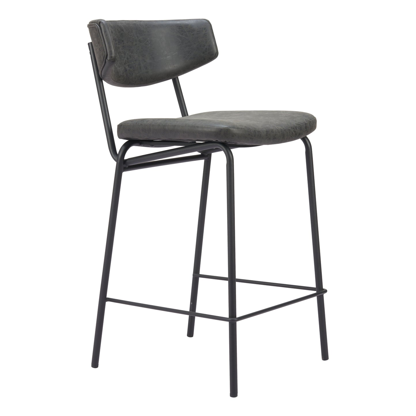 Charon Counter Stool (Set of 2) Vintage Black-Counter Stools-Zuo Modern-LOOMLAN