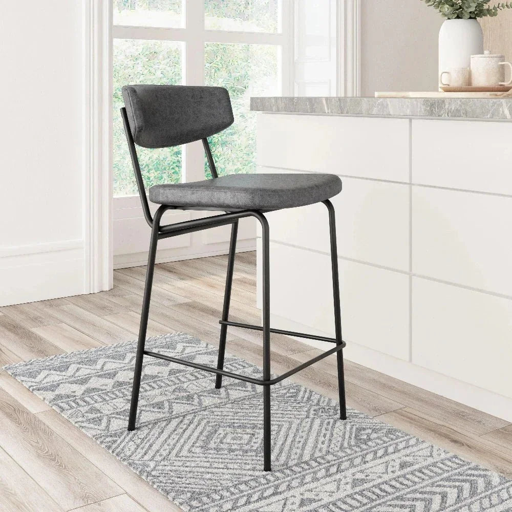 Zuo Modern Charon Vintage Black Counter Stool 2PC