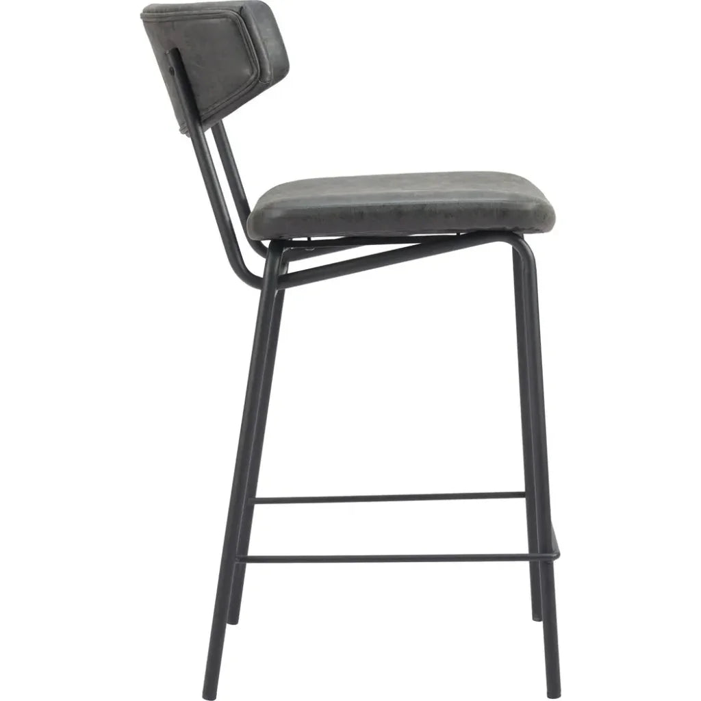 Zuo Modern Charon Vintage Black Counter Stool 2PC