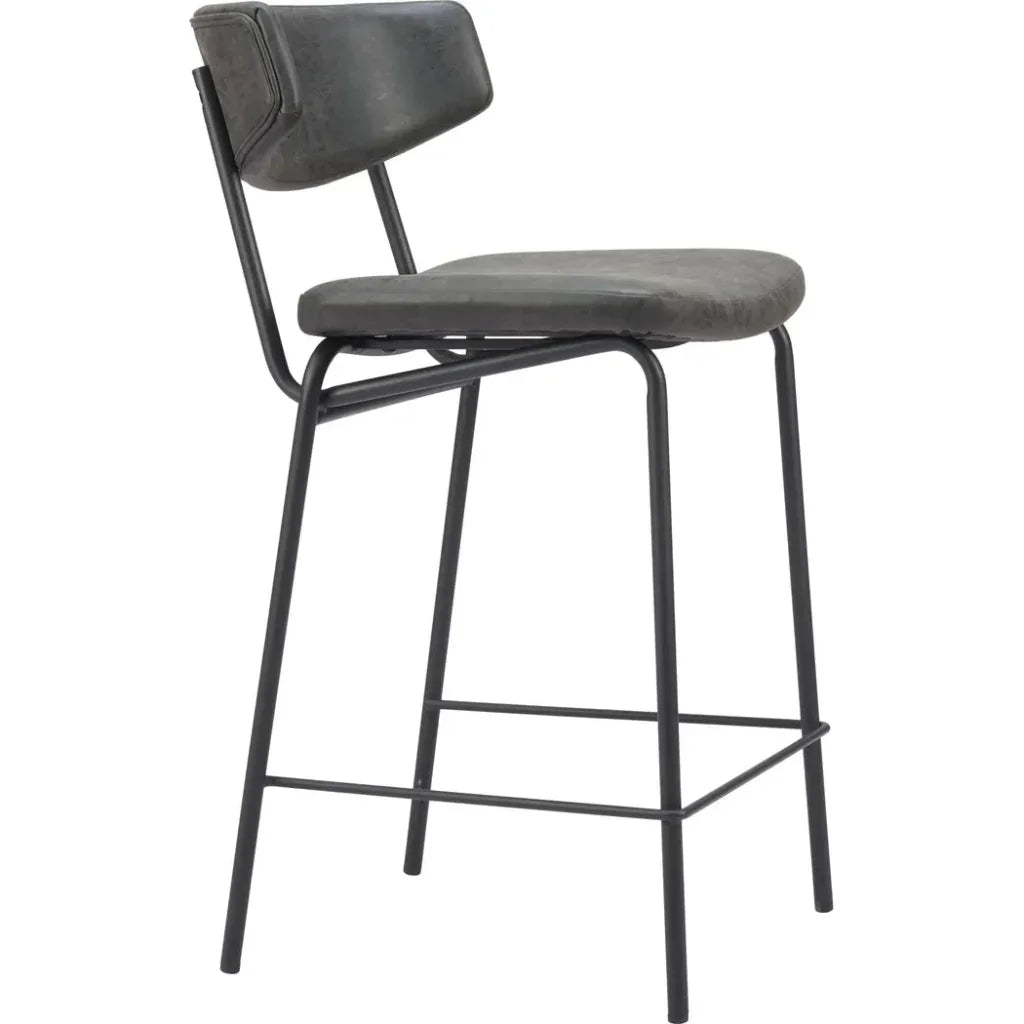 Zuo Modern Charon Vintage Black Counter Stool 2PC